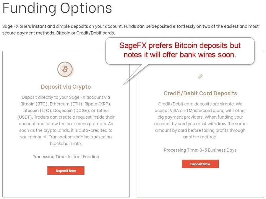 SageFX Deposits SageFX Deposits